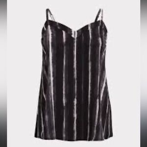 Torrid Georgette Tunic Cami Black and White Striped Sleeveless Top